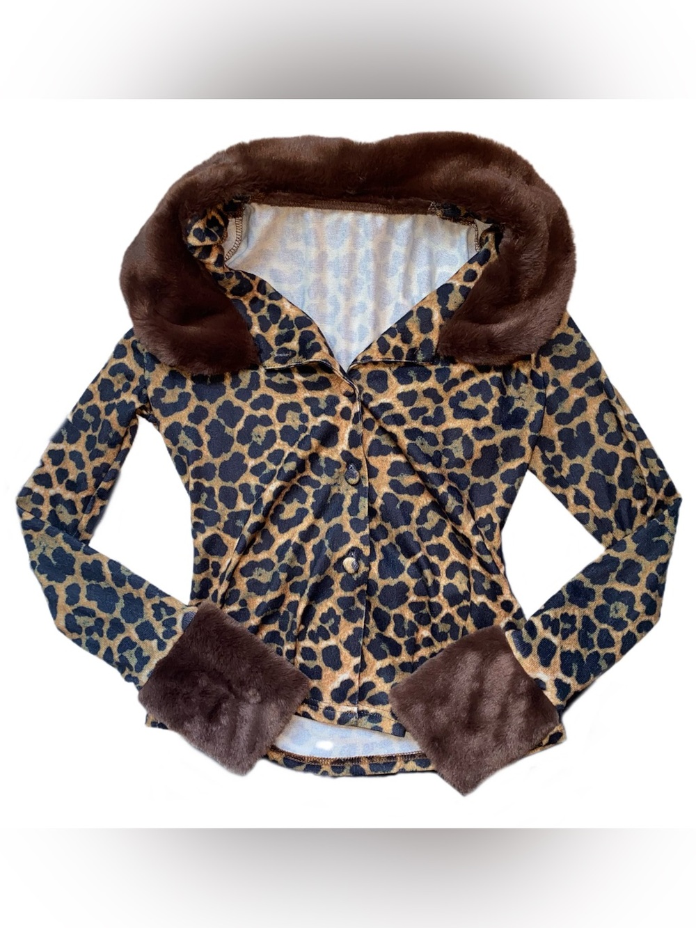 NEW: Cheetah Print Fur Trim Button Up Shirt